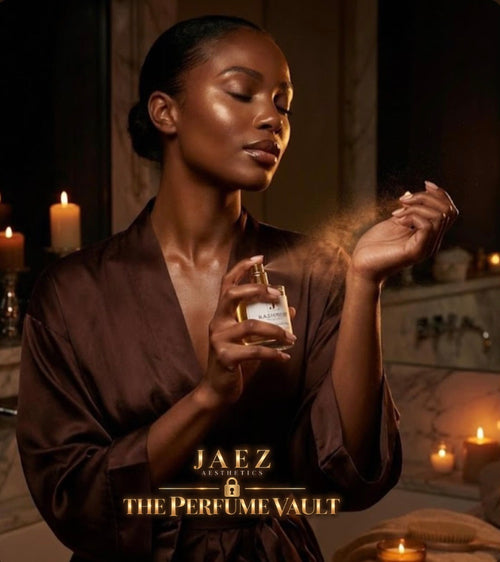The Perfume Vault by Jaez Aesthetics — woman spraying perfume